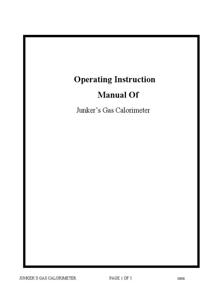 Operating Instruction Manual Of Junker's Gas Calorimeter PDF Flow