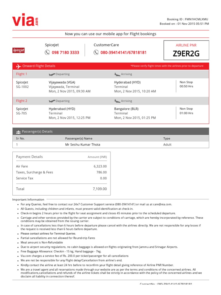 SpiceJet Flight Booking Details | PDF | Airlines | Aviation