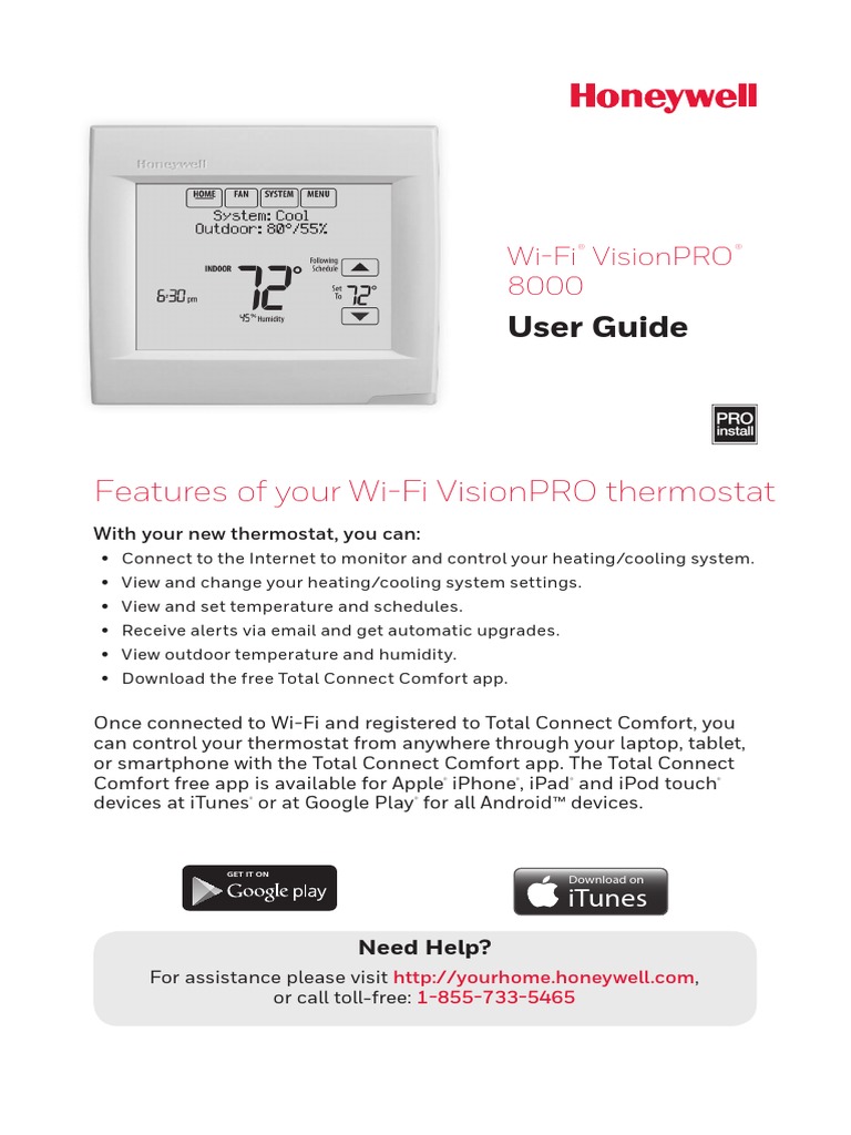 Honeywell TH8321WF1001 User Guide PDF Air Conditioning Ios