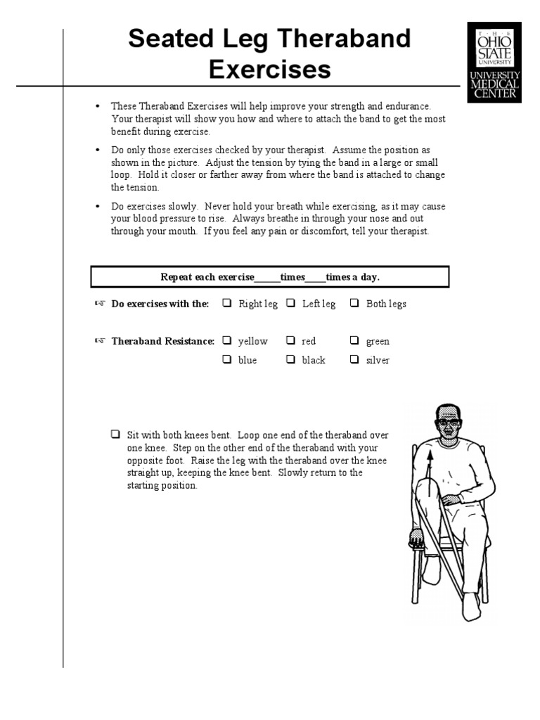 Seated Leg Theraband Exercises PDF Knee Sports
