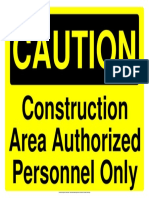 Construction Area Authorized Personnel Only Osha Caution Sign PDF