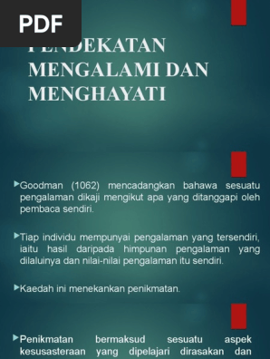 Pendekatan Mengalami Dan Menghayati Pdf