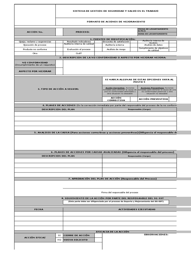Formato de Acciones de Mejora Continua | PDF | Auditoría | Business