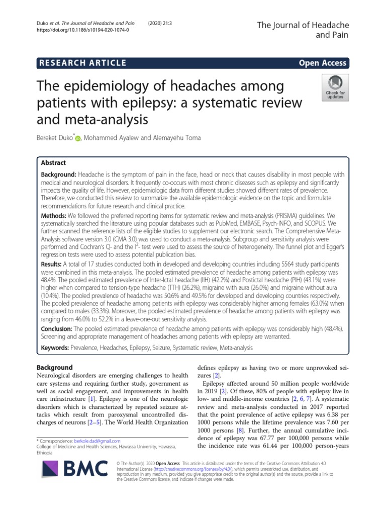 The Epidemiology of Headaches Among Patients With Epilepsy A