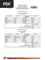 Costing Template Coconut Macaroons YIELD: 144 Ingredients Quantity Equivalent Measure Peso Cost