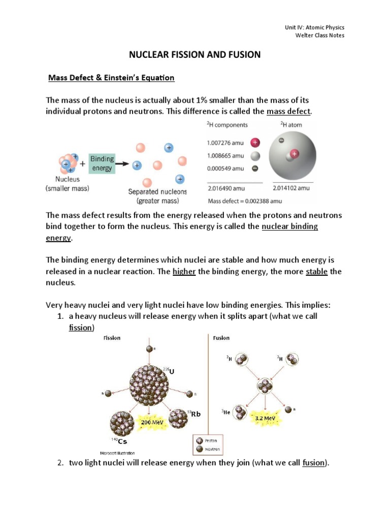 Nuclear Fission and Fusion Explained | PDF | Nuclear Physics | Nuclear ...