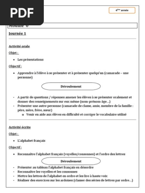 La Date 4 Annee Pdf Syllabe Verbe