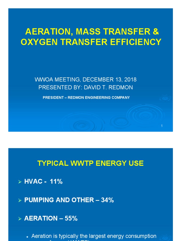 Aeration, Mass Transfer & Oxygen Transfer Efficiency Redmon Eng PDF