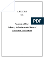 Analysis of Car Industry in India On The Basis of Consumer Preferences