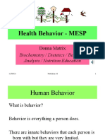 Health Behavior - MESP: Biochemistry / Dietetics / Behavior Analysis / Nutrition Education