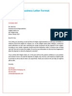 Business Letter Format: Company, Inc. 123 Alphabet Drive Los Angeles, California 90002 15 October 2016