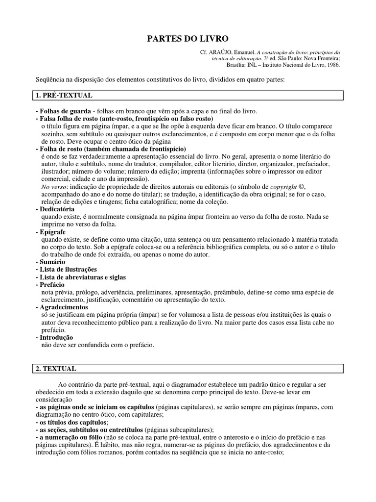 Partes Do Livro | PDF | Livros | Impressão