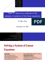 Topic 3: Numerical Methods of The Solusion of Systems of The Linear Equations