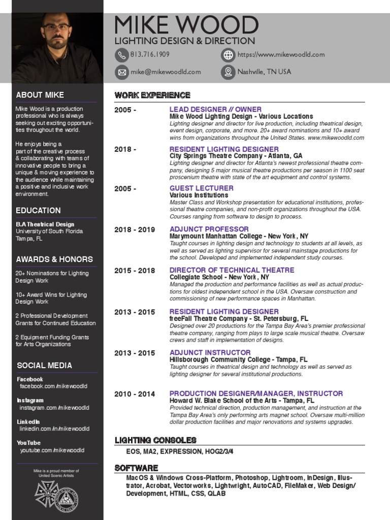 Mike Wood Lighting Design Overview | PDF | Performing Arts | Theatre