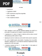 Introduction Application of MST MST Construction Using Prims Algorithm Prim's Algorithm Time Complexity Analysis