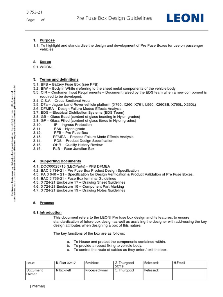 Pre Fuse Box Design Guidelines: 1. Purpose | PDF | Fuse (Electrical ...