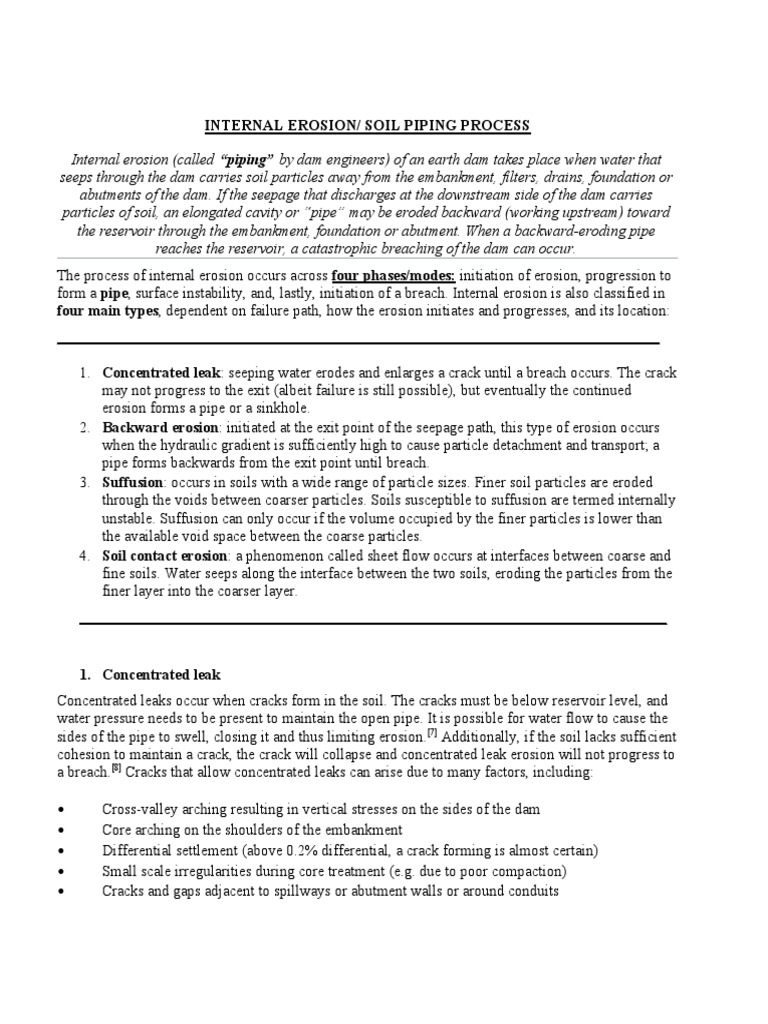 Internal ErosionSoil Piping PDF Geomorphology Applied And