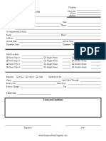 Hotel reservation form template for customer booking
