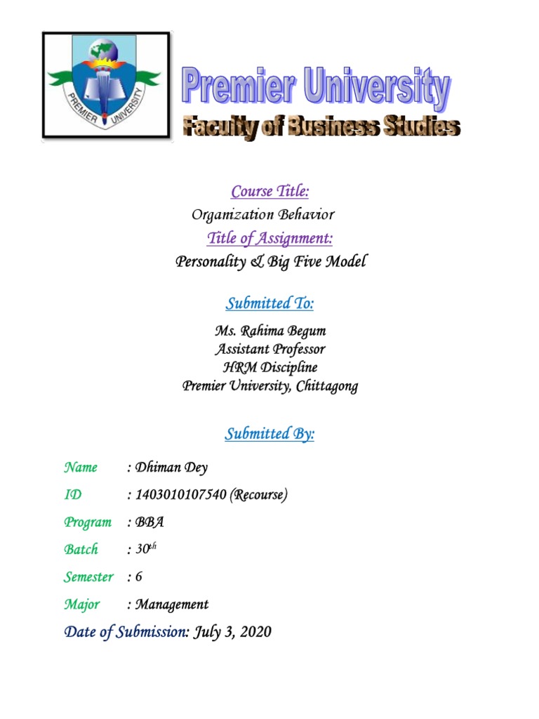 Big Five Model Pdf Extraversion And Introversion Action Philosophy