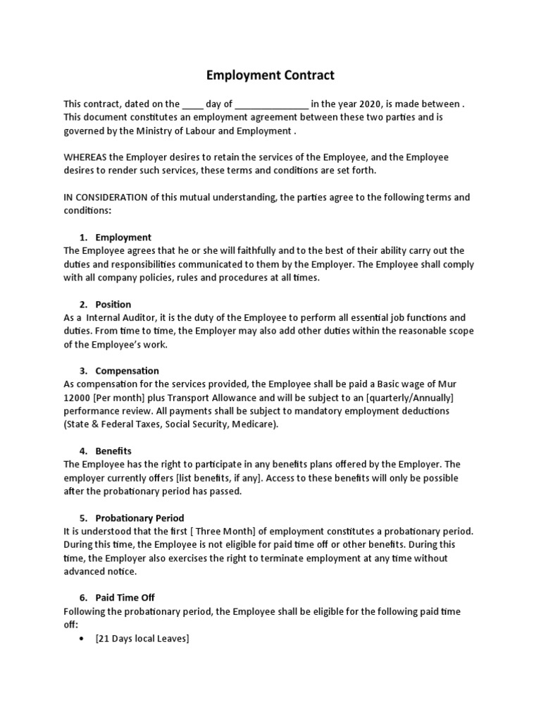 Employment-Contract Gov | PDF | Employment | Civil Law (Legal System)