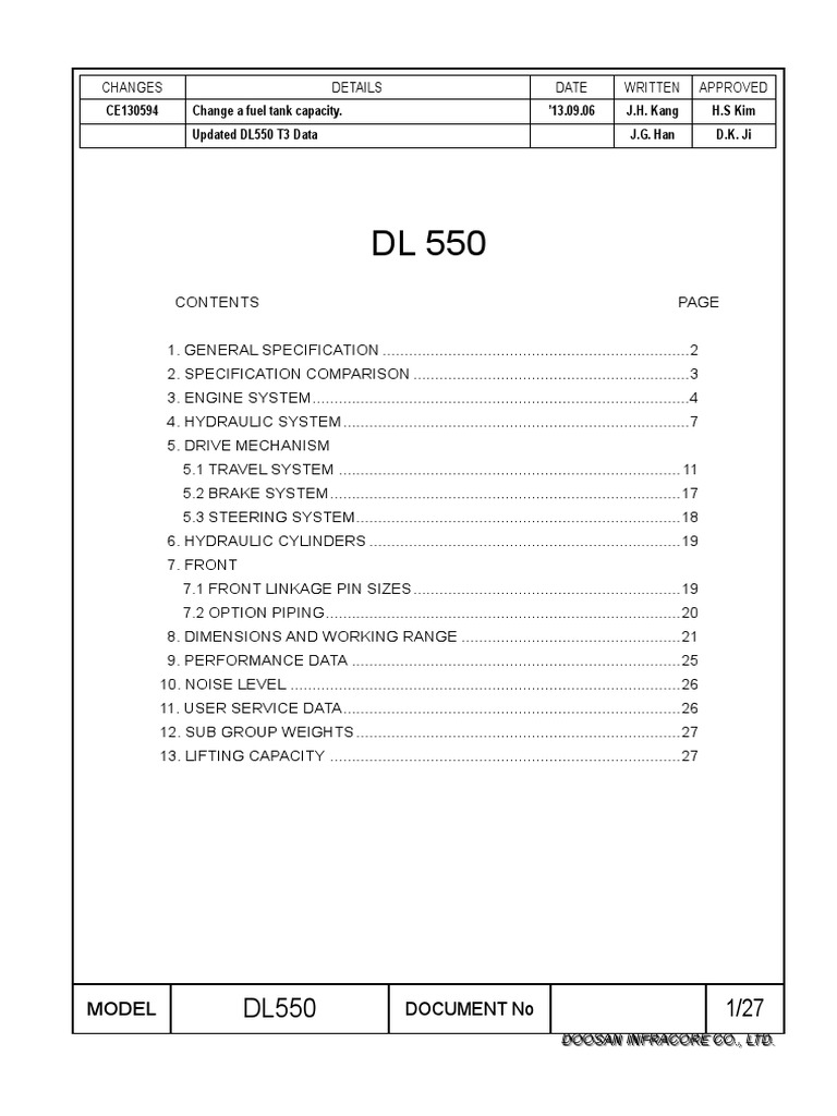 DL550 - Specification Sheet - 20160502 | PDF | Horsepower | Axle