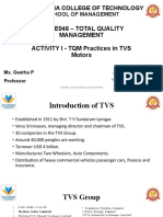 TQM Practices in TVS Motors - Activity 1