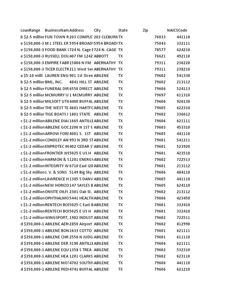 Ppp Loans Texas