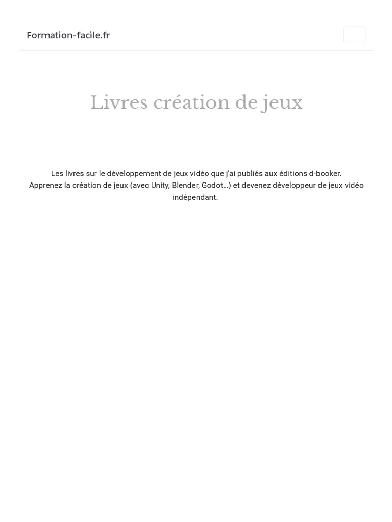 Livres pour créer des jeux vidéo facilement | PDF | Unity (Moteur de ...