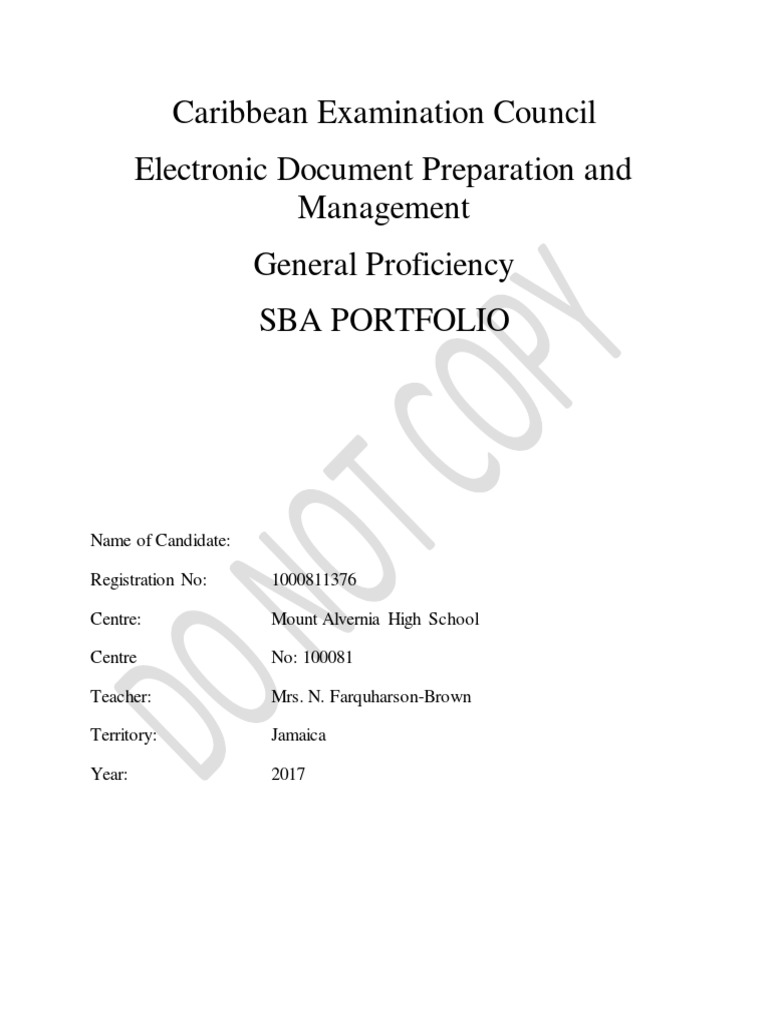 Electronic Document Preparation Sba Sample – BZIB
