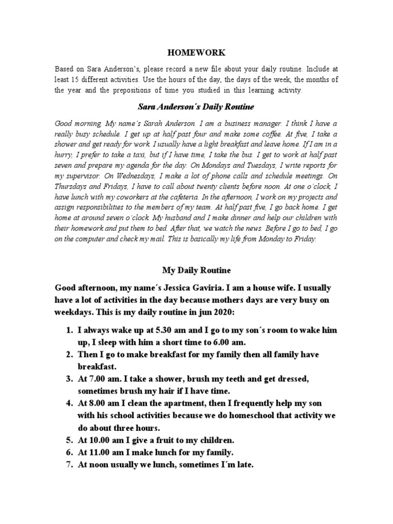 Evidence Daily Routines Evidencia Rutinas Diarias | PDF | Lunch