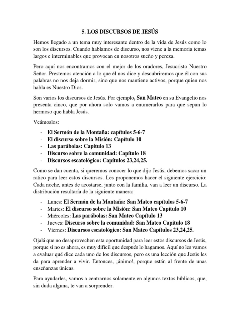 Discurso De Jesús Pdf Pdf Bienaventuranzas Parábolas De Jesús
