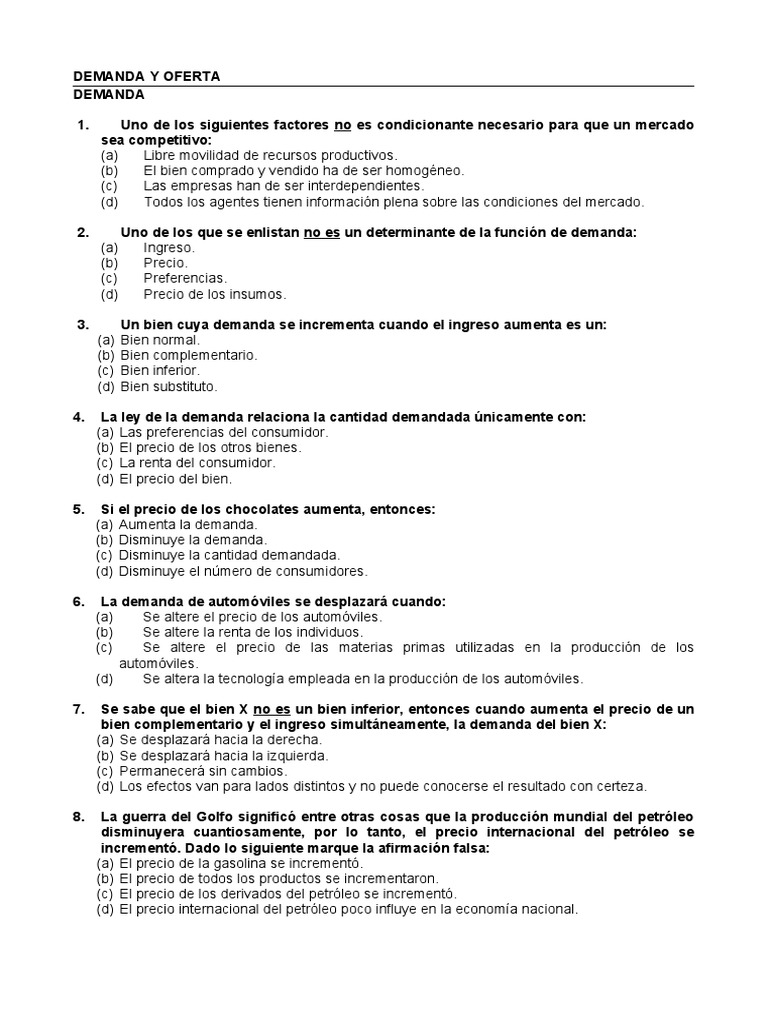Análisis de Demanda y Oferta en Mercados | PDF | Oferta (economía ...