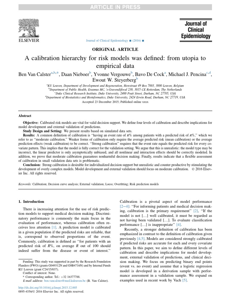Calibration Levels in Risk Models | PDF | Logistic Regression ...