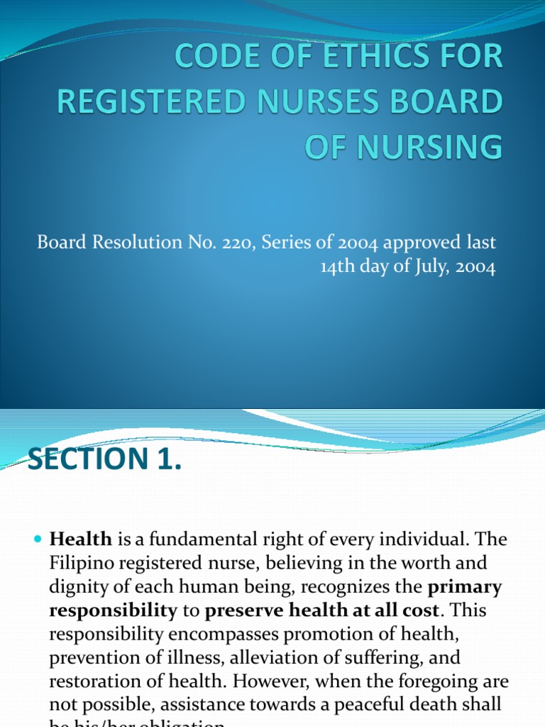 Code of Ethics for Registered Nurses | PDF | Nursing | Profession