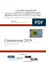 Trastorno de ansiedad generalizada, síntomas depresivos y calidad del sueño durante el brote de COVID-19 en China.pptx