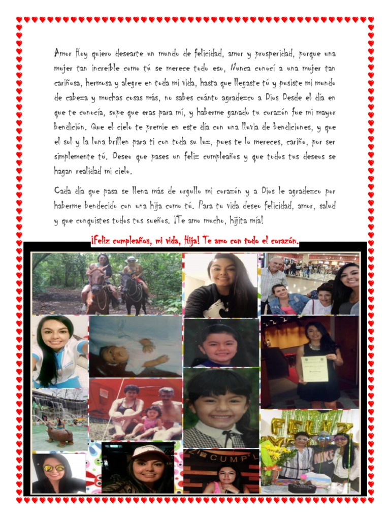 Carta de Cumpleaños para Mi Hija | PDF, image size:768x1024