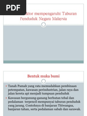 Faktor Faktor Mempengaruhi Taburan Penduduk Negara Malaysia Pdf