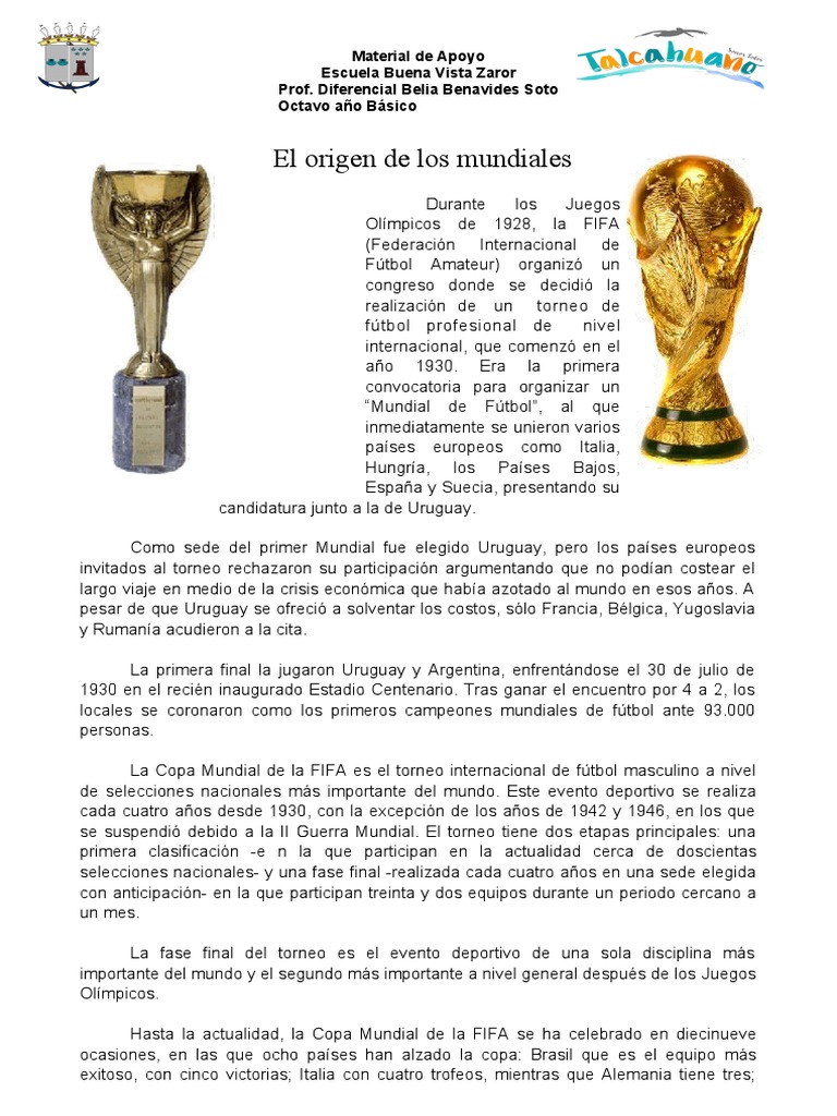 Historia de la Copa Mundial de Fútbol | PDF | FIFA Copa del Mundo ...