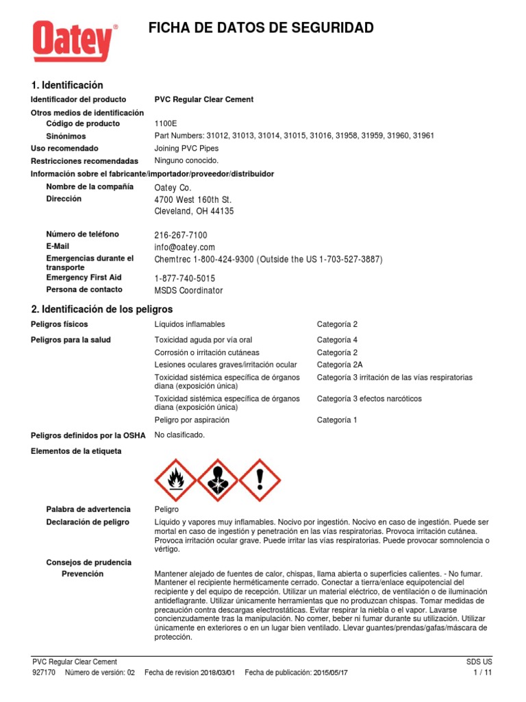 Raw 01 PVC Regular Clear Cement SDS SPAN 001 PDF