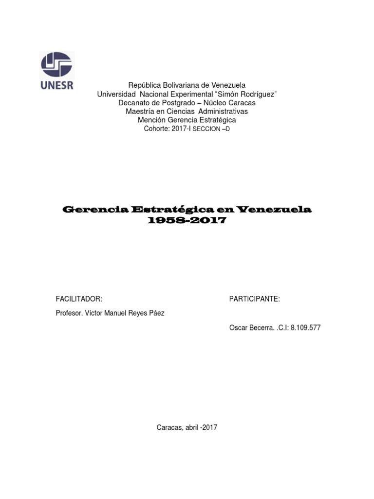 Gerencia Estrategica Pdf Venezuela Planificación