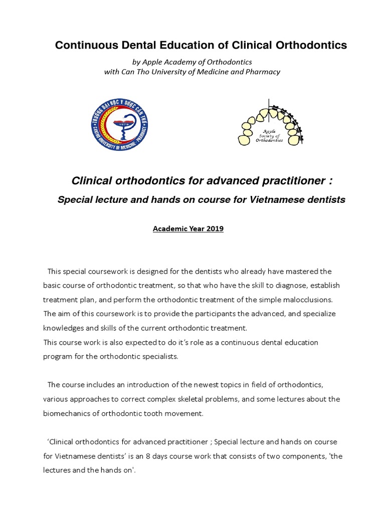 Course Syllabus For CTU EN PDF Orthodontics Dentistry
