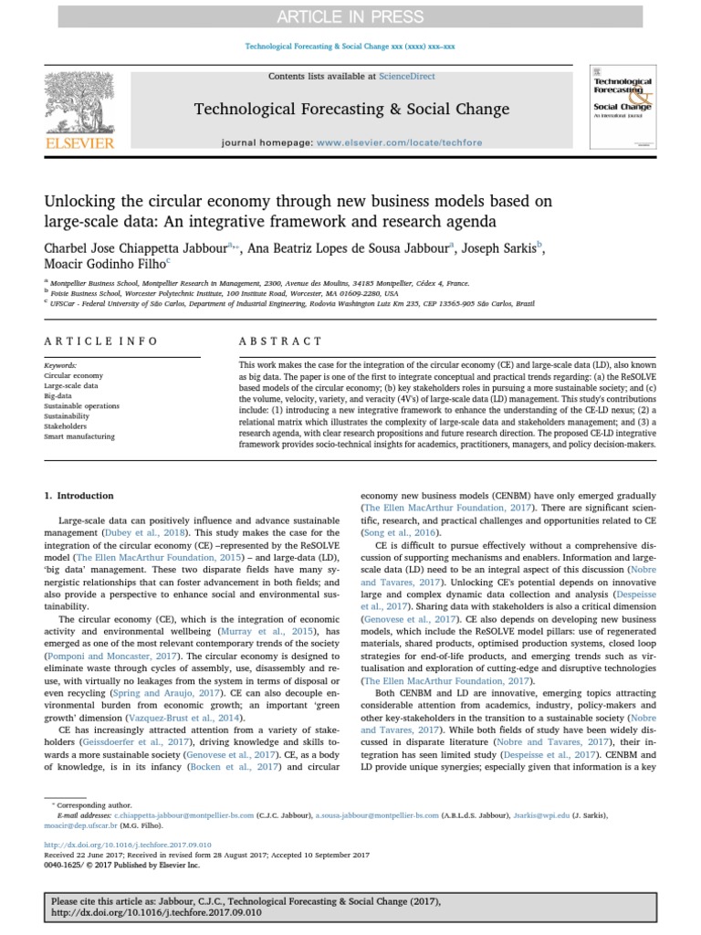 Technological Forecasting & Social Change | PDF | Business Model ...