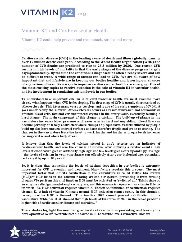 Vitamin K2 and Cardiovascular Health PDF Cardiovascular Diseases Atheroma