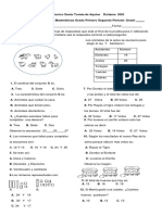 Prueba General Matemáticas. Segundo Periodo Grado Primero