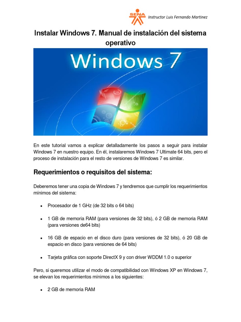 Guía de instalación de Windows 7 | PDF | Windows 7 | Computación de 64 bits
