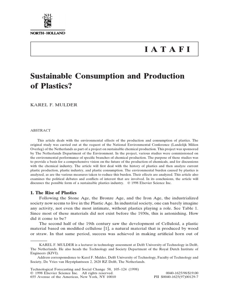 Sustainable Plastics: Environmental Impact | PDF | Plastic | Recycling
