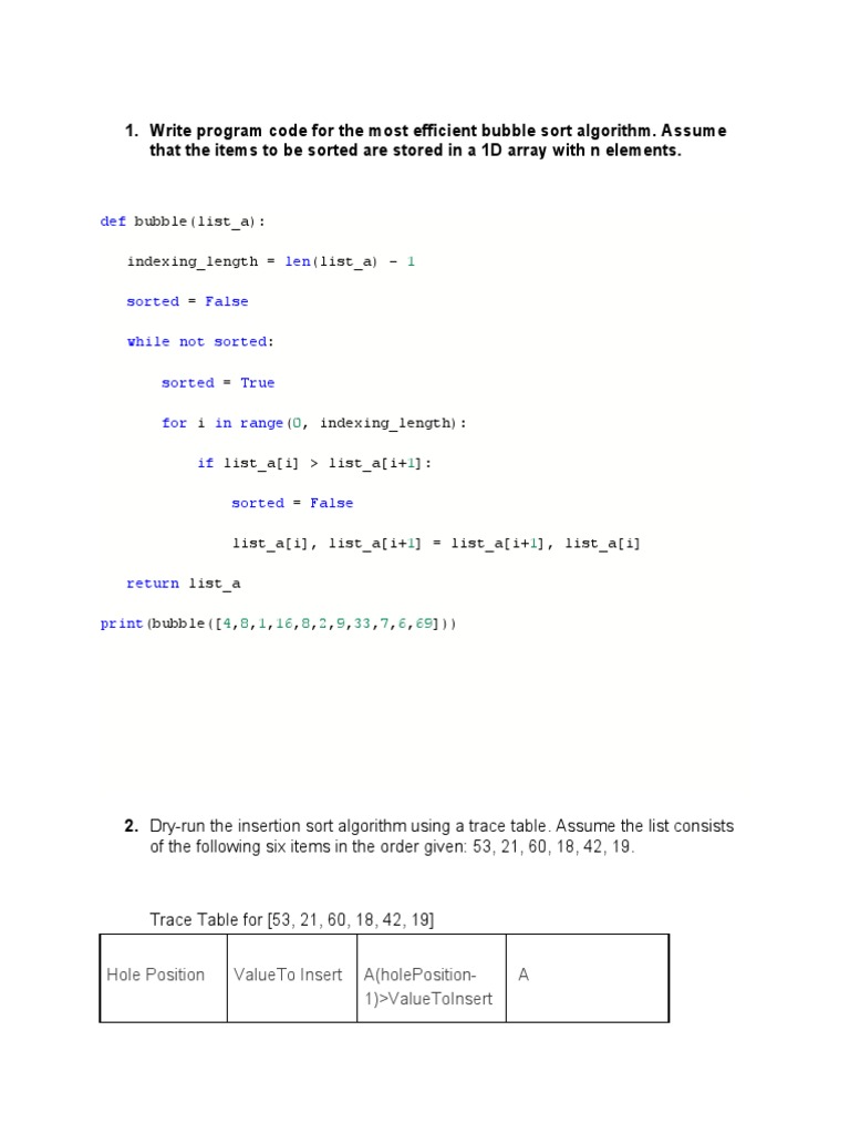 Assignment - Bubble Sort and Insertion Sort Implementation | PDF ...