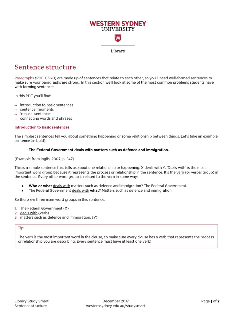 Understanding Sentence Structure in English | PDF | Sentence ...
