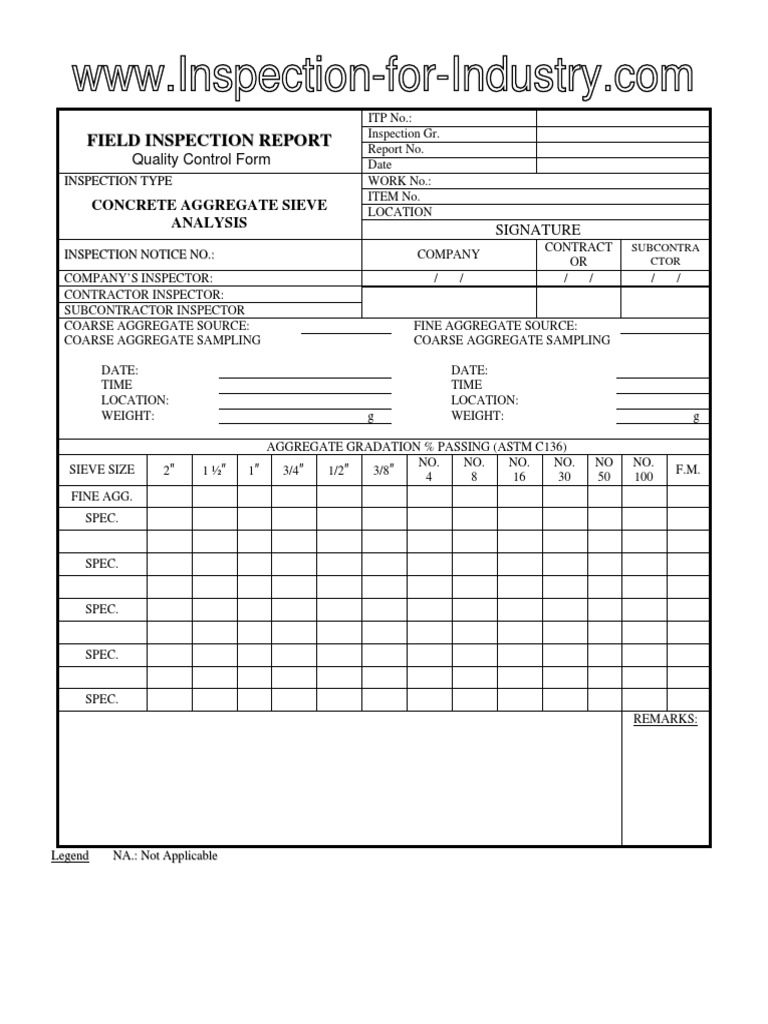 Concrete Aggregate Sieve Analysis Report | PDF