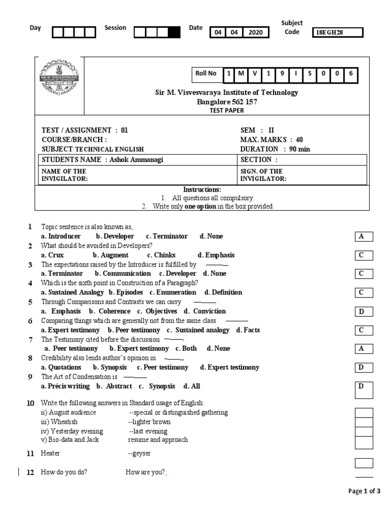 English Assignment 1 | PDF | Essays | Human Communication